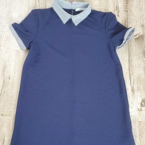 Zara Trafaluc Navy Shirt Dress S